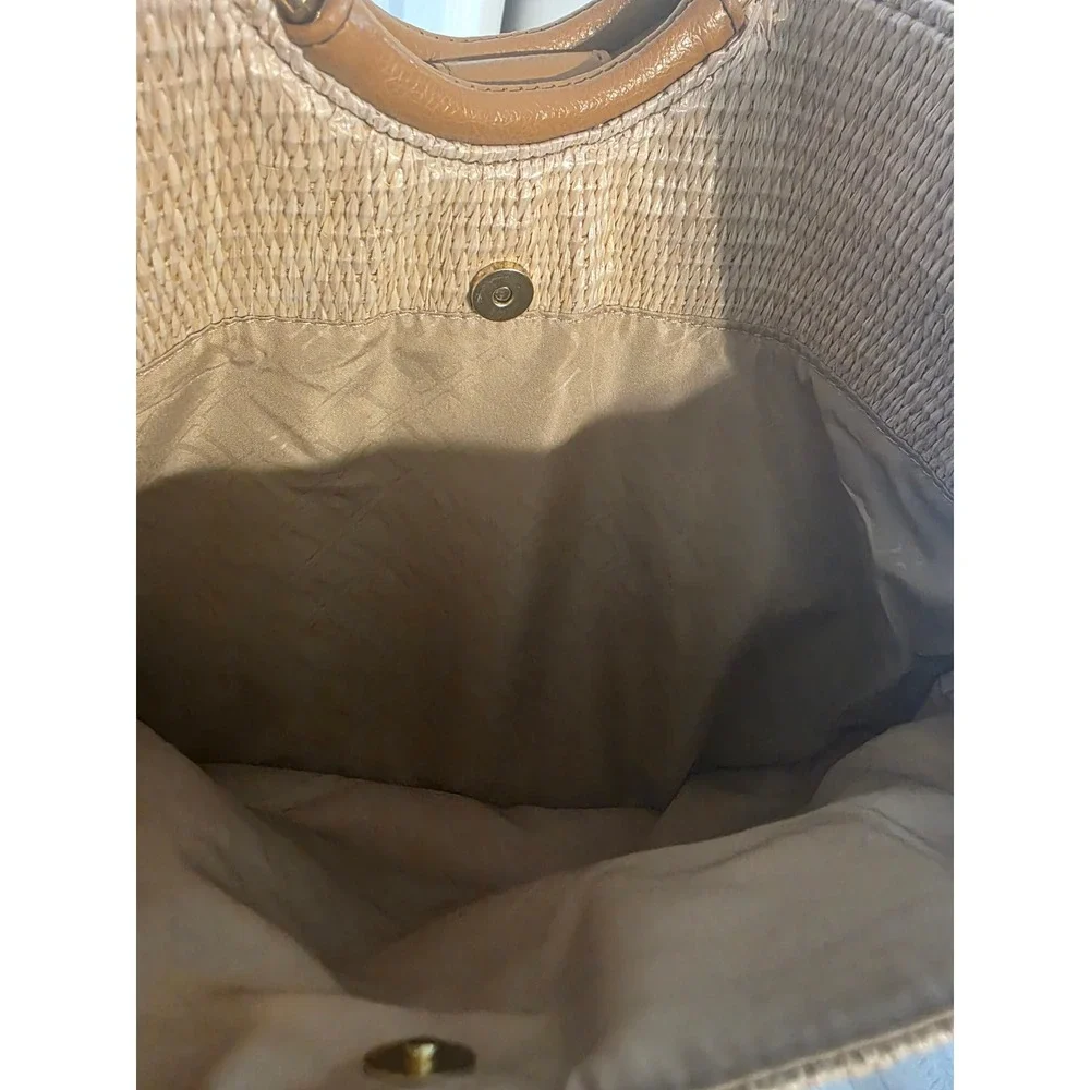 Woven Straw Hobo Bag Womens Large Tan NWOT Tassel Crossbody Ring